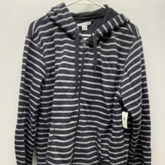 NEW Amazon Essentials Mens Full-Zip Hooded Fleece Sweatshirt Sz XL blue striped - Picture 1 of 1